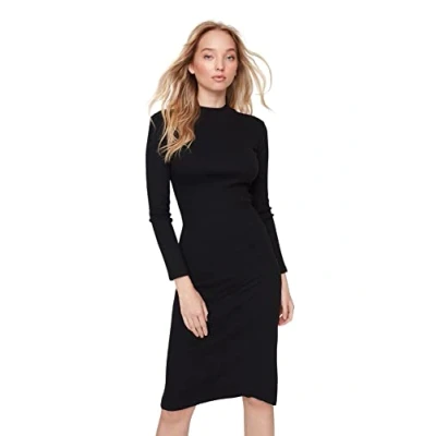 Image of Trendyol FeMan Midi Bodycon Slim fit Woven Dress Schwarz