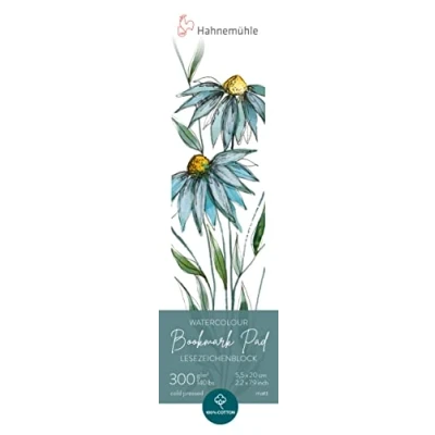 Image of Hahnemühle Watercolour Bookmark Pad, 100% Cotton, Matte, 300 g/m², 5.5 x 20 cm, 15 Sheets