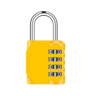 Image of Combination Padlock, TACKOU Padlocks with Code,4 Digit Lock, Heavy Duty Locker Weatherproof Padlock Outdoor Lock for School, Gym Locker,Sports Locker,Toolbox,Yellow