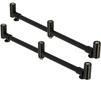 Image of DNA Leisure 2x Fishing 3 Rod Buzz Buzzer Bars Black Adjustable 30 50cm Carp Tackle Rests