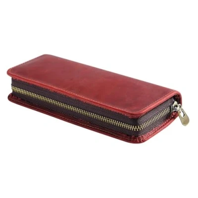 Image of DONGKER Leather Pencil Case,Vintage Zippered Pen Fountain Pouch Holds 9 Pens &amp; 2 for Work Office,College