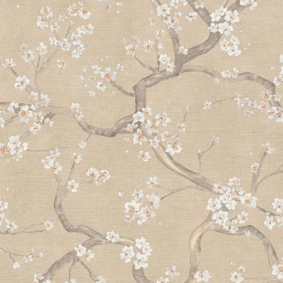 Image of Flowers wallcovering wall Profhome 781992 hot embossed non woven wallpaper textured with floral ornaments matt beige cream grey brown pastel orange