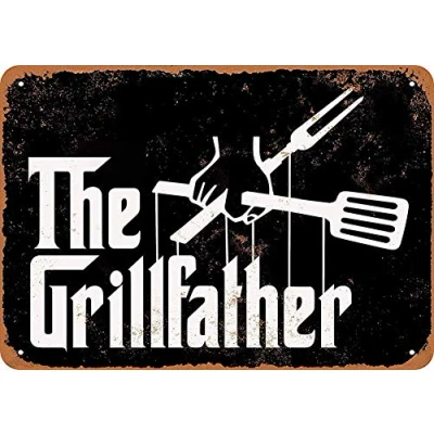 Image of The Grillfather Vintage Metal Sign 8x12 inches