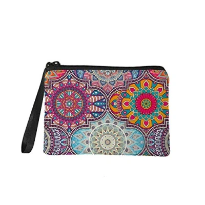 Image of TOADDMOS Mandala Small Coin Purse Boho Change Pouch Mini Wallet Bag with Zipper for Women Girls