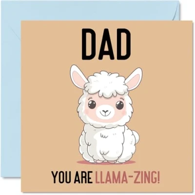 Image of Birthday Cards for Dad Llama Zing Funny Happy Card from Son Daughter, Father’s Day Father, 145mm x Joke Greeting Men Him