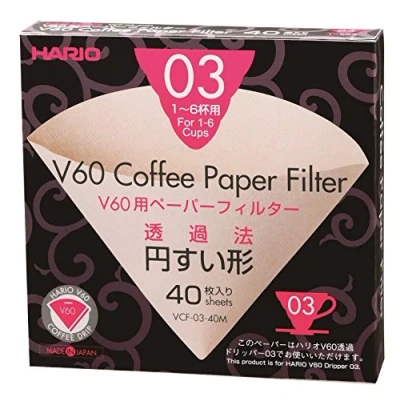 Image of Hario Paper Filter Misarashi for 03 Dripper, Pack of 40, Brown, Natural, Size 3 40 Pieces