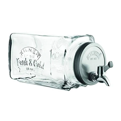 Image of 3 Litre Kilner Glass Fridge Drinks Dispenser Jar with Tap Cold Fresh Water Juice Beer