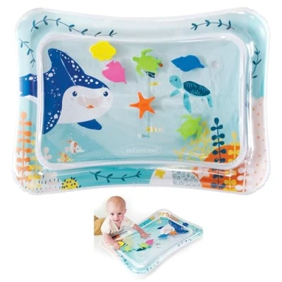 Image of Infantino Jumbo Pat &amp; Play Water Mat Enhances Tummy Time and Motor Skills Baby Sea Themed Mess Free for Babies Multicolor 3 Months Above.