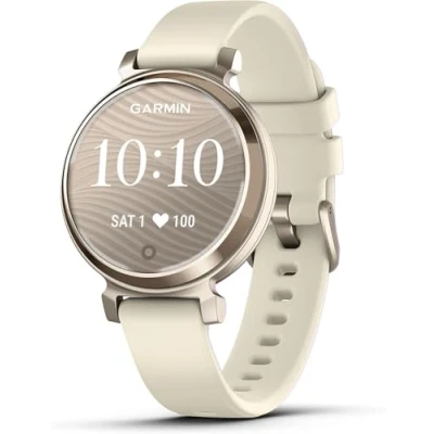 Image of Garmin [Renewed Lily 2, Stylish Small Smartwatch and Fitness Tracker with Hidden Display, Patterned Lens, Bright Touchscreen Display up to 5 days battery life, Coconut/Cream Gold, (Renewed)