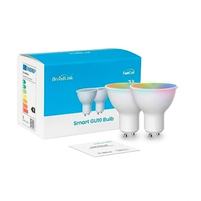 Image of Broadlink FastCon Super Connect GU10 Smart Light Bulb 2 Pack, Color Changing with Music Sync, GU10/4.5W, Works Alexa and Google Home, GW4C Hub Required