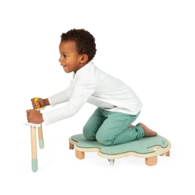 Image of Janod Sweet Cocoon Leaf on Wheels FSC Wood Skateboard Develops a Sense of Balance Game Skill for Children Ages 4 +, J04041