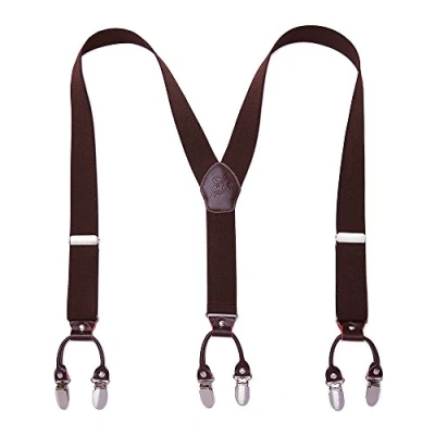 Image of KANGDAI Mens Braces Y Style One Size Adjustable Suspenders Trouser Salopette Strong Metal Clips