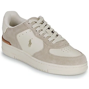 Image of Polo Ralph Lauren Masters Court Leather Suede Sneaker Unisex Trainers, Size: 5, Milkshake/ecru shoes