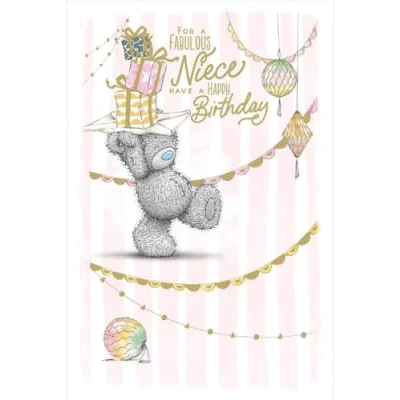 Image of Me to You Tatty Teddy Cute Birthday Card For A Fabulous Niece, Bear Balancing Presents Official Collection