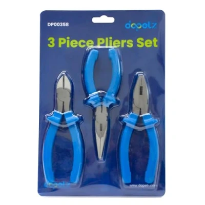 Image of Dapetz ® Pliers Set 3 pcs. Professional Heavy Duty Plier with Needle Nose Pliers, Side Cutter and Combination 160 mm Long Cutting
