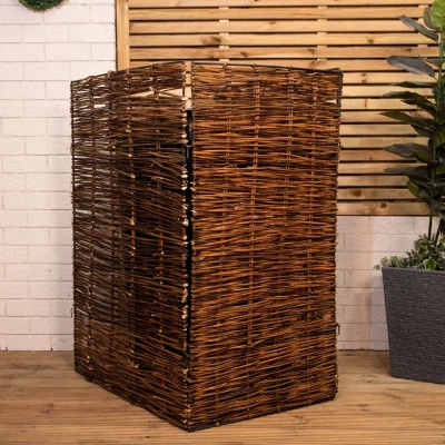 Image of 1.16m x 61cm Single Garden Patio Willow Wheelie Bin Screen Hideaway