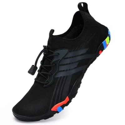 Image of Beach Swim Water Shoes Mens Womens Unisex Barefoot Swimming Quick Dry Summer(D Black, 5.5UK)