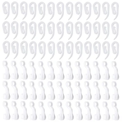 Image of Curtain Hooks,100pcs White Plastic Hooks for Door Curtain,Window Curtain, and Gliders Curtain/Window