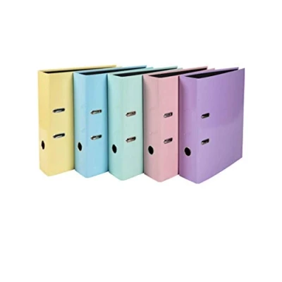 Image of Exacompta Ref 53560E Aquarel Collection Lever Arch Files Suitable for A4 Documents, 80mm Spine, Rings Assorted Pastel Colours (Pack of 10)
