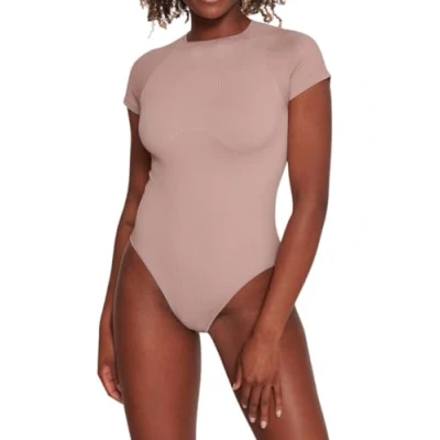 Image of Sloggi Womens EVER Infused Aloe St Sleeve Body Brown Polyamide Size X Small