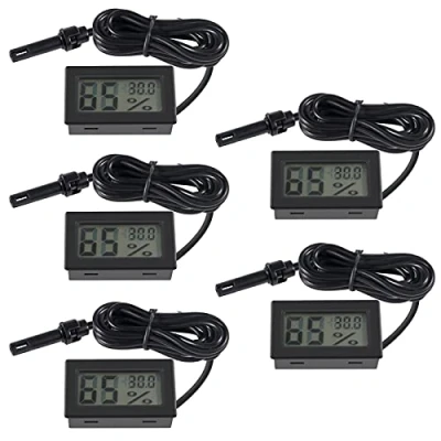 Image of AITRIP 5PCS Digital Thermometer Hygrometer Mini Probe Thermometers Temperature Humidity Gauge Meter for Reptile Incubator Poultry Office Living Room black