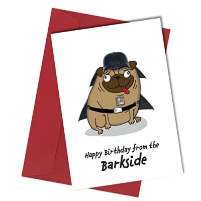 Image of Funny Happy Birthday Card from the Dog Pet Theme Perfect for Mum/Dad/Husband/Wife Best Friend your Barkside Star Wars #46