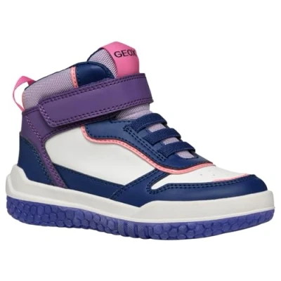 Image of Geox Buzzerlight GIRL Light UP Hightop trainers for kids, Size: 9K, Navy/purple Imitation leather/ textile