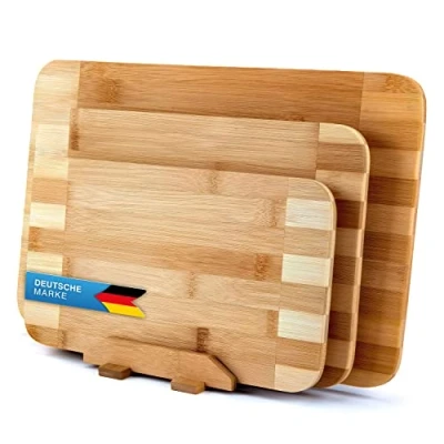 Image of Bamboo Cutting Boards, Set of 3 Serving Boards Kitchen Board Bread Board; Gentle on Sound, Antibacterial