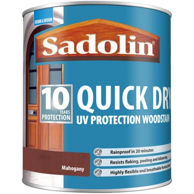 Image of Quick Dry uv Protection Woodstain Mahogany 1L Sadolin