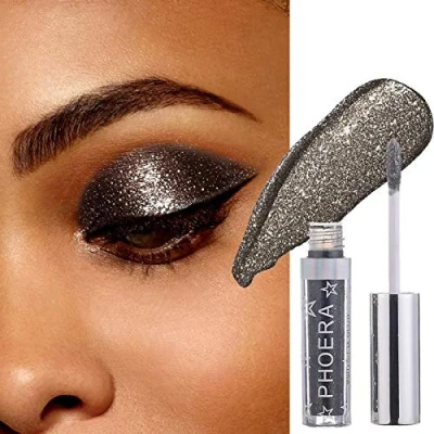 Image of AQUAPURITY PHOERA Magnificent Metals Waterproof Liquid Glitter &amp; Glow Eyeshadow Palette Shimmer Long Lasting Cosmetic Metallic Eye Shadow Pigment Makeup (108 MIDNIGHT)
