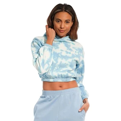 Image of Light &amp; Shade Women&#039;s Cropped Hooded Sweatshirt, Lslswt030 Pastel Blue, M UK