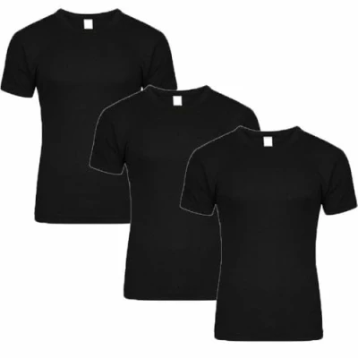 Image of SELECT ED Men&#039;s Thermal T Shirt Pack of 3 Winter Warm Underwear Baselayer Short Sleeve Shirts Vest Top 50% Cotton, Polyester Black M (Medium)