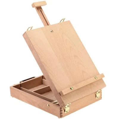 Image of JEUIHAU Wooden Table Box Easel, Adjustable Top Easel Sketch Portable Art for Painter, Student, Artist Painting &amp; Drawing