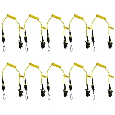 Image of BearTOOLS Micro Coil Elastic Lanyard, Max Load 0.9kg 50cm Dual Attachment Tool lanyard for small tools, helmets Hardhat Accessory Used in construction &amp; work sites (10 Pack)
