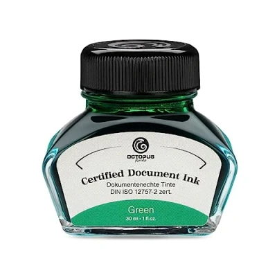 Image of Octopus Fluids Document Ink Green, Indelible Ink, Certified According to DIN ISO 12757 2, 30 ml