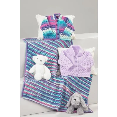 Image of James Brett Double Knit DK Knitting Pattern Baby Cardigans &amp; Blanket (JB884)