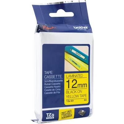 Image of Brother TZE 631 12MM P touch Tape Black/Yellow
