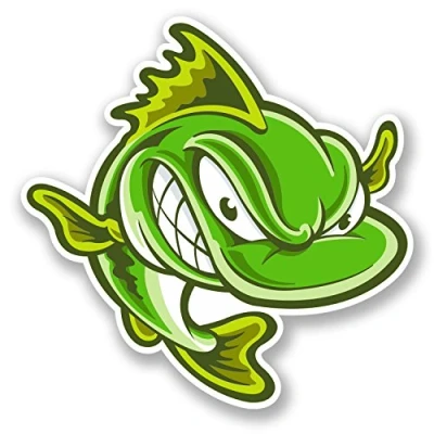 Image of 2 x 10cm Fish Vinyl Sticker Decal Laptop Fishing Box Fun Angry Car Bike #5652 (10cm 10cm)