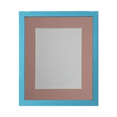 Image of FRAMES BY POST 0.75 Inch Blue Picture Photo Frame with Pink Mount 8 x 6 Image Size 4 Plastic Glass