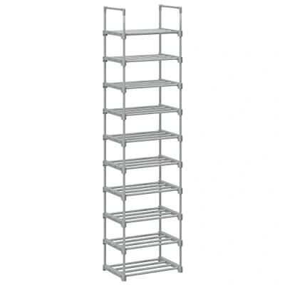 Image of SONGMICS Shoe Rack, 10 Tier Metal Storage Organiser, Customisable Design, Frame, Space Saving for Dressing Room, Hallway, 30 x 45 174 cm, Grey LSA025G02