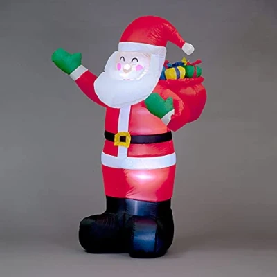 Image of Inflatable Santa with Raised Right Arm Gift Bag &amp; Boxes