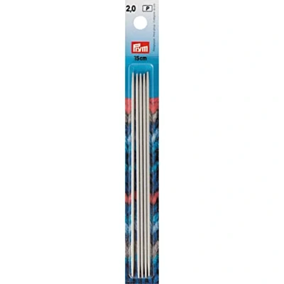 Image of Prym Double Pointed and Glove Knitting pins alu Pearl Grey 15 cm 2.00 mm, Aluminium, Silver