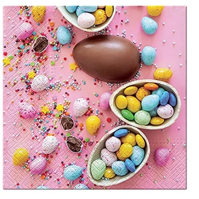 Image of PAW Easter 3 Ply Tissue Paper Napkins Decorative Serviettes for Decoupage 33cm x (Pack of 20) (Chocolate Celebration) (SDLE)