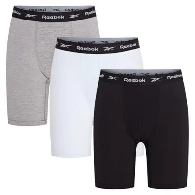 Image of Reebok Men&#039;s Mens Sports Trunk Hogan 3pk Black/White/Grey Marl Pants, Marl, S UK