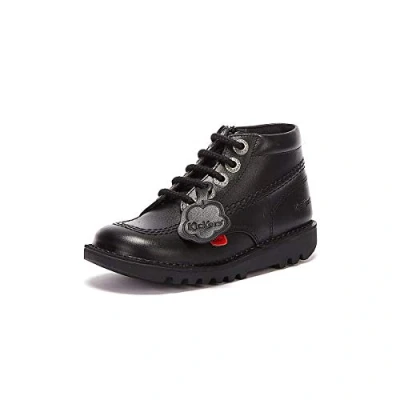 Image of Kickers Unisex Kids Kick Hi Classic Ankle Boots With Zip Extra Comfortable Added Durability Premium Quality Boot, Black, 8 UK Child