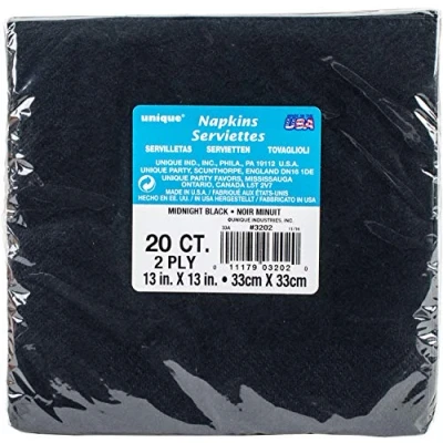 Image of Midnight Black Luncheon Napkins (16cm) 20 Count Premium Disposable for Parties and Events