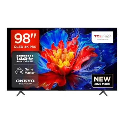 Image of TCL 98P8K UK 98 Inch P8K 4K Ultra HD HDR QLED Smart Google TV with 144Hz Motion Clarity Pro and Onkyo 2.1 sound 2025