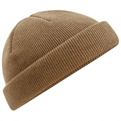 Image of Beechfield B43R Biscuit Fisherman Style Beanie Hat Unisex Winter Hat, Classic Knit and One Size Beenie Double Layer 100% Recycled Polyester