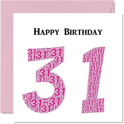 Image of Fun 31st Birthday Cards for Woman Shapecloud Happy Card Dad Mum Son Daughter Brother Sister Uncle Auntie Cousin, 145mm x Greeting Cards,