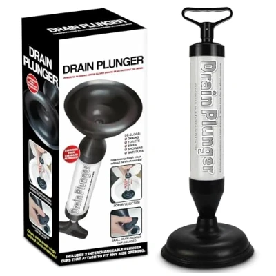 Image of ALBERT AUSTIN Drain Unblocker, Toilet Plunger with 2 Suction Cups, Unblocker Vacuum Plunger, Sink for Toilet, Bathtub, Shower,